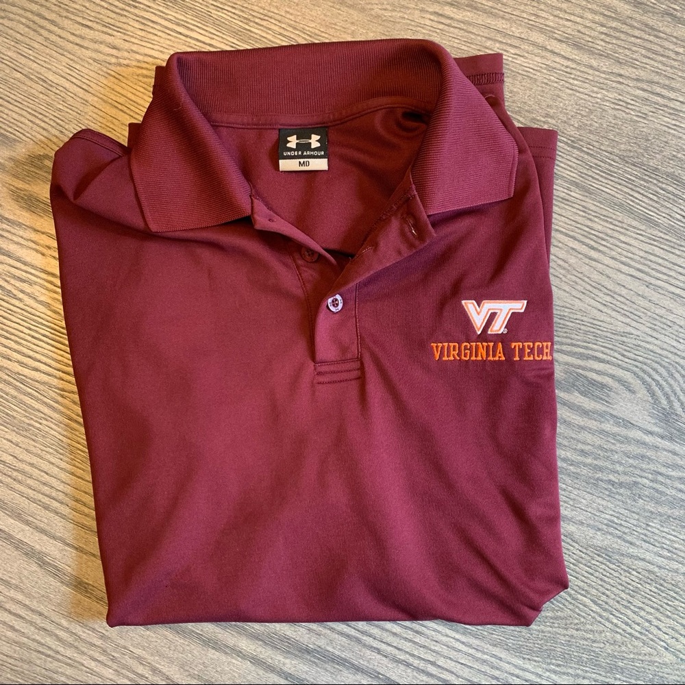 Men’s Virginia Tech (VT) Hokies Under Armour Collared Polo Shirt, Size Medium